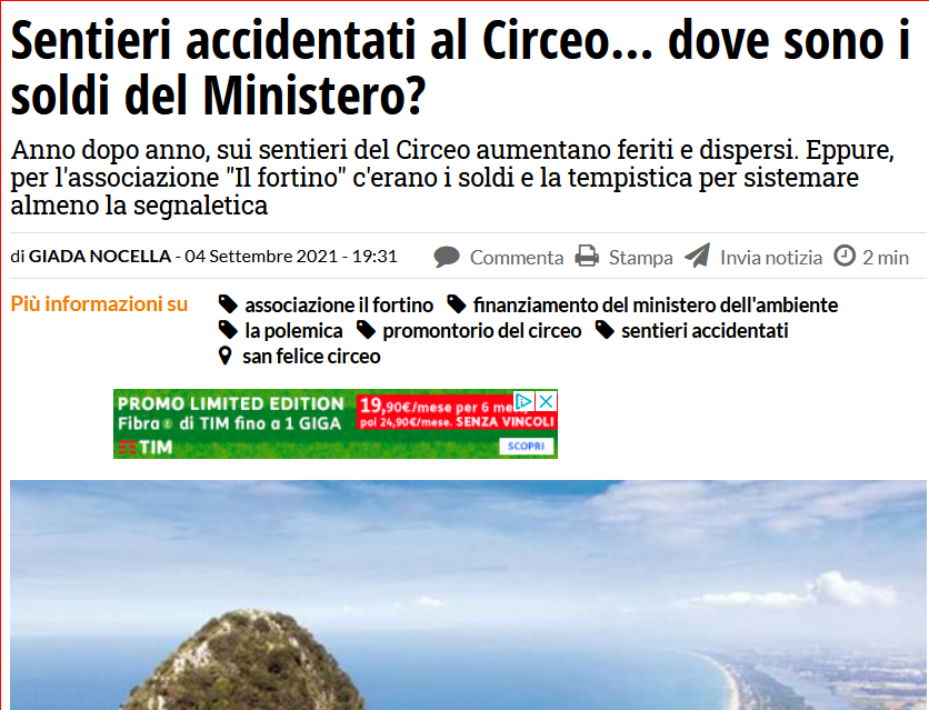 Perché non sono stati investiti i 110 mila euro di finanziamento dello stato per mettere in sicurezza i sentieri del promontorio?