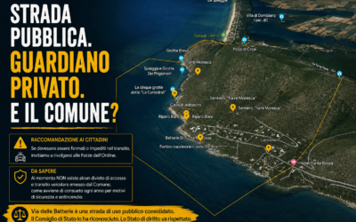 Ecco di nuovo il guardiano presente al varco della Strada Comunale delle Batterie.